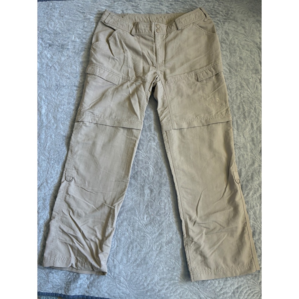 The North Face Womens Convertible Hiking Pants Size 14 Khaki Cargo Outdoor Nylon